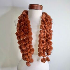 Rabbit Fur Ball Scarf-Pon Pon 3 Rows Rabbit Balls